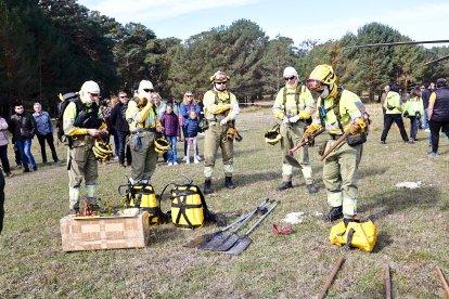 Simulacro de la BRIF de Lubia en Cabrejas del Pinar por la feria Cabforest.