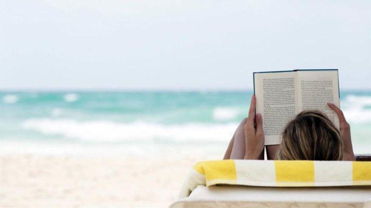 Un trabajador leyendo un libro disfrutando de las vacaciones.-EL PERIÓDICO