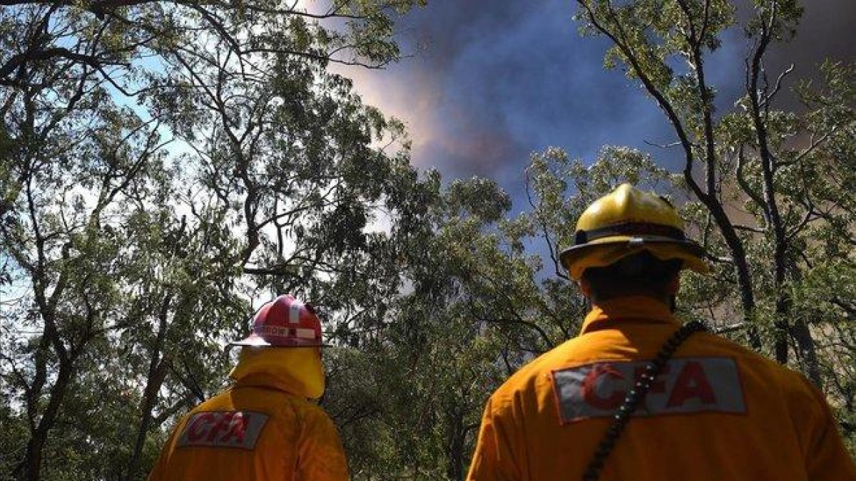 Bomberos trabajan en la extinción de un fuego en Nueva Gales del Sur, en Australia.-EFE