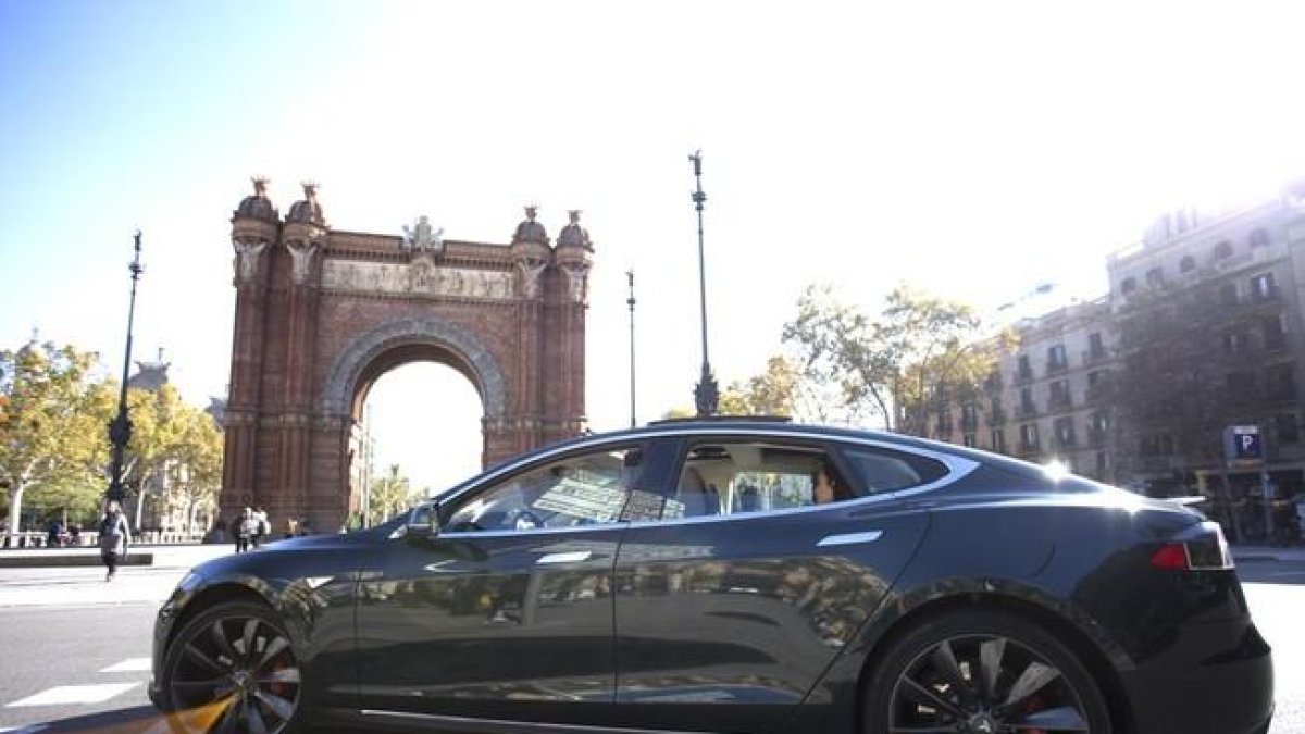 Un coche de Cabify en Barcelona.-