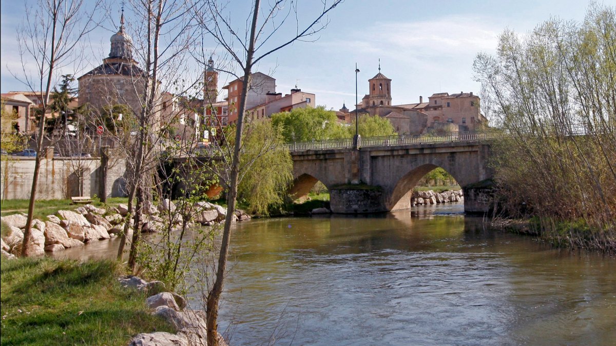 Panorámica de Almazán con el puente y el río Duero.-MARIO TEJEDOR