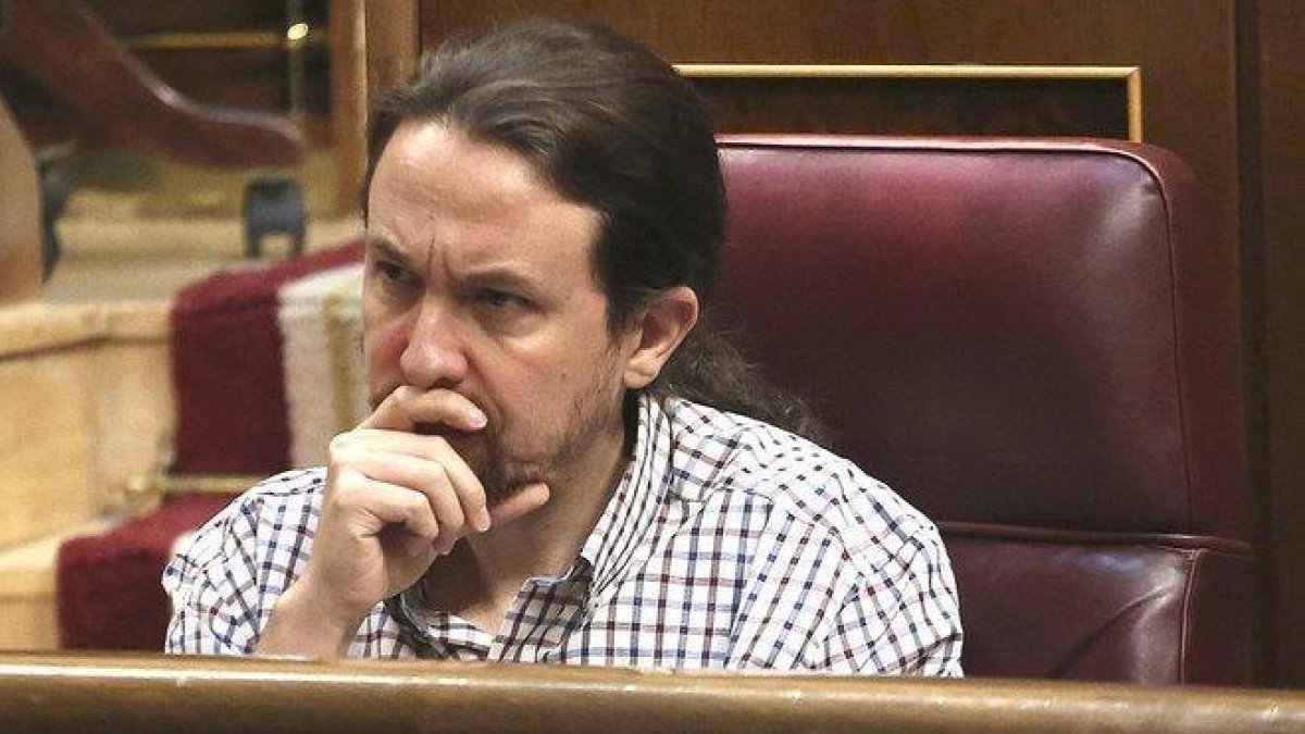 Pablo Iglesias, en la última jornada de la investidura.-