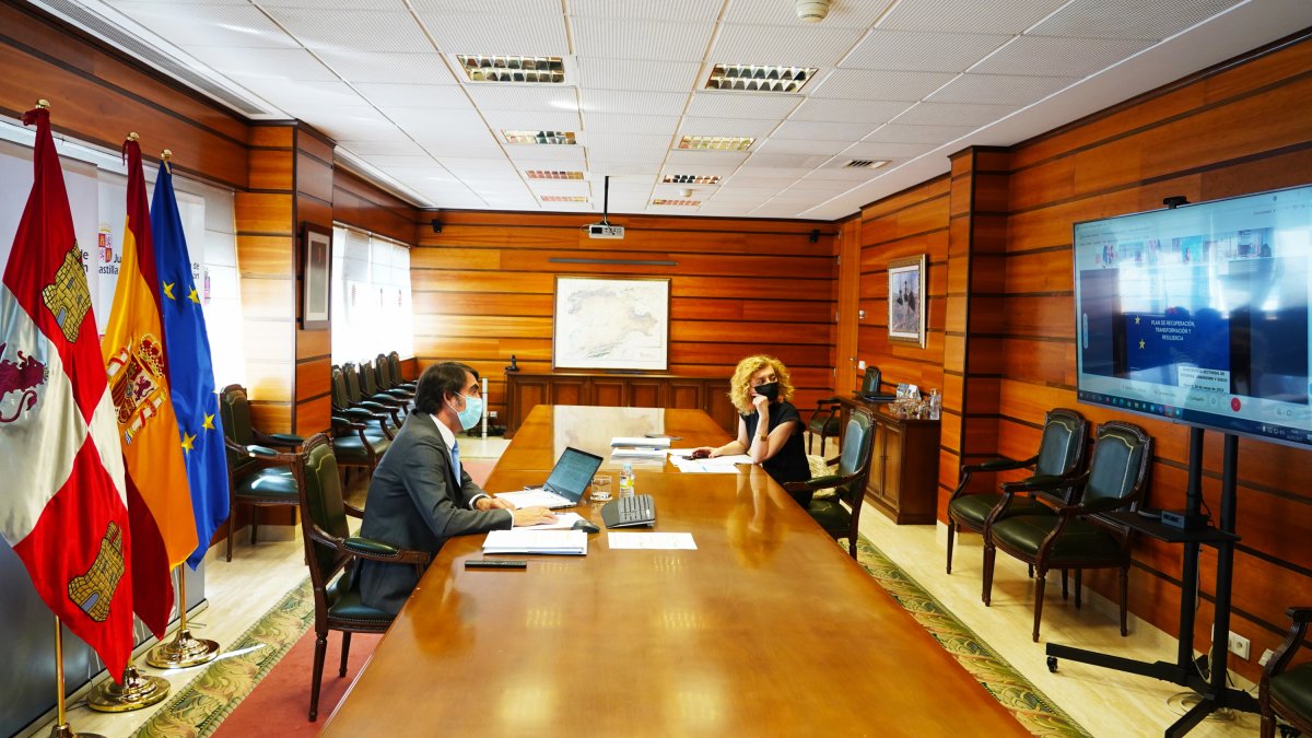 El consejero Suárez-Quiñones durante la reunión, por videoconferencia.-ICAL