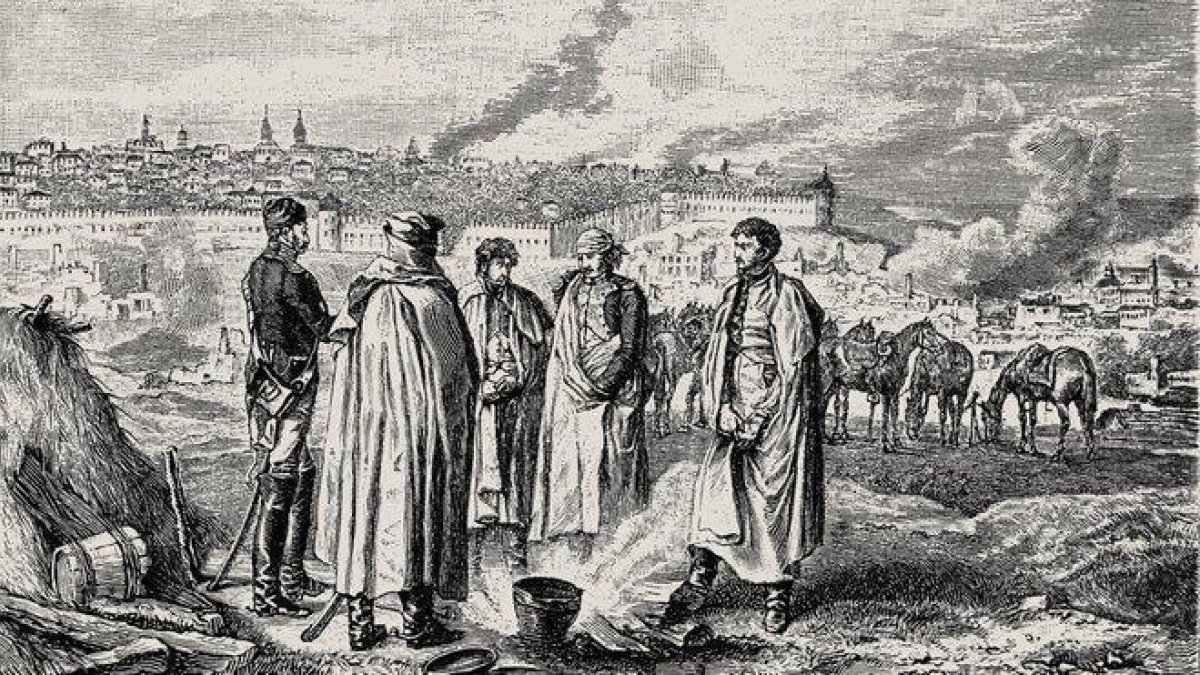 Ilustración en la que se ve a Napoleón en Rusia antes de la batalla de Smolensk, el 20 de agosto de 1812.-EL PERIÓDICO