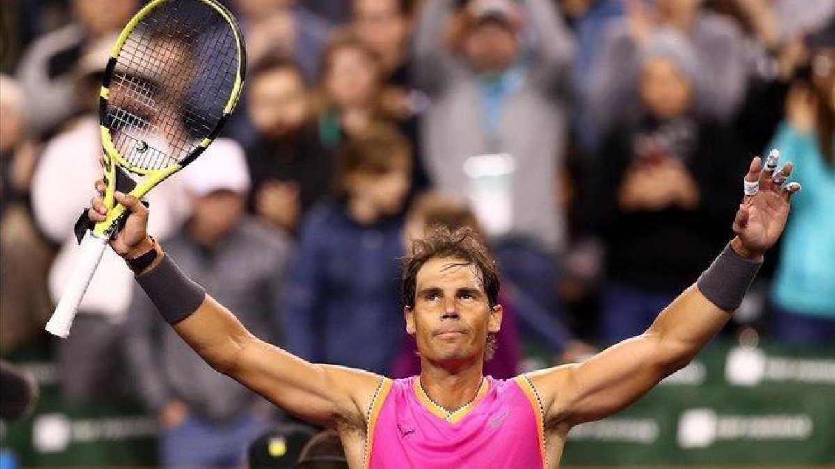 Rafa Nadal festeja su victoria en Indian Wells.-