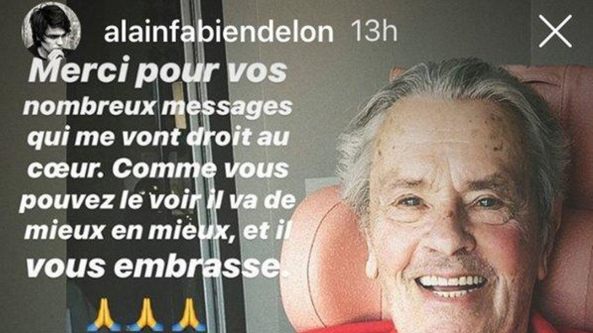 Alain Delon, en la foto de Instagram que ha compartido su hijo Alain Fabien Delon para agradecer las numerosas muestras de cariño recibidas por sus fans.-INSTRAGRAM / ALAIN FABIEN DELON