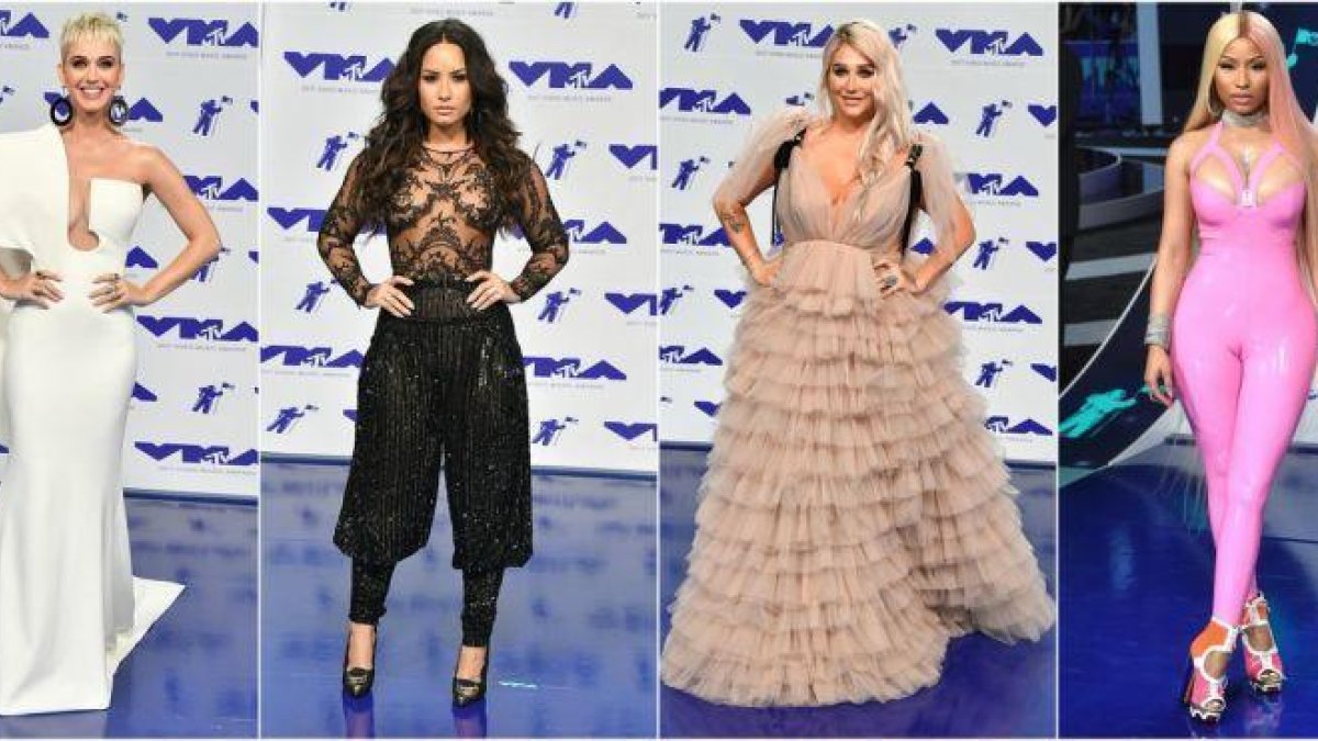 Katy Perry, Demi Lovato, Kesha y Nicki Minaj en los MTV Music Video Awards 2017.-EL PERIÓDICO