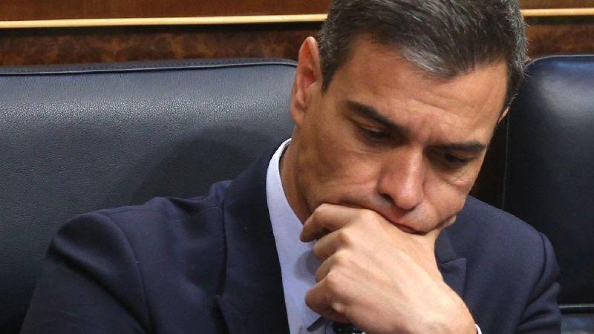Pedro Sánchez, el pasado martes, durante el debate de investidura en el Congreso.-DAVID CASTRO