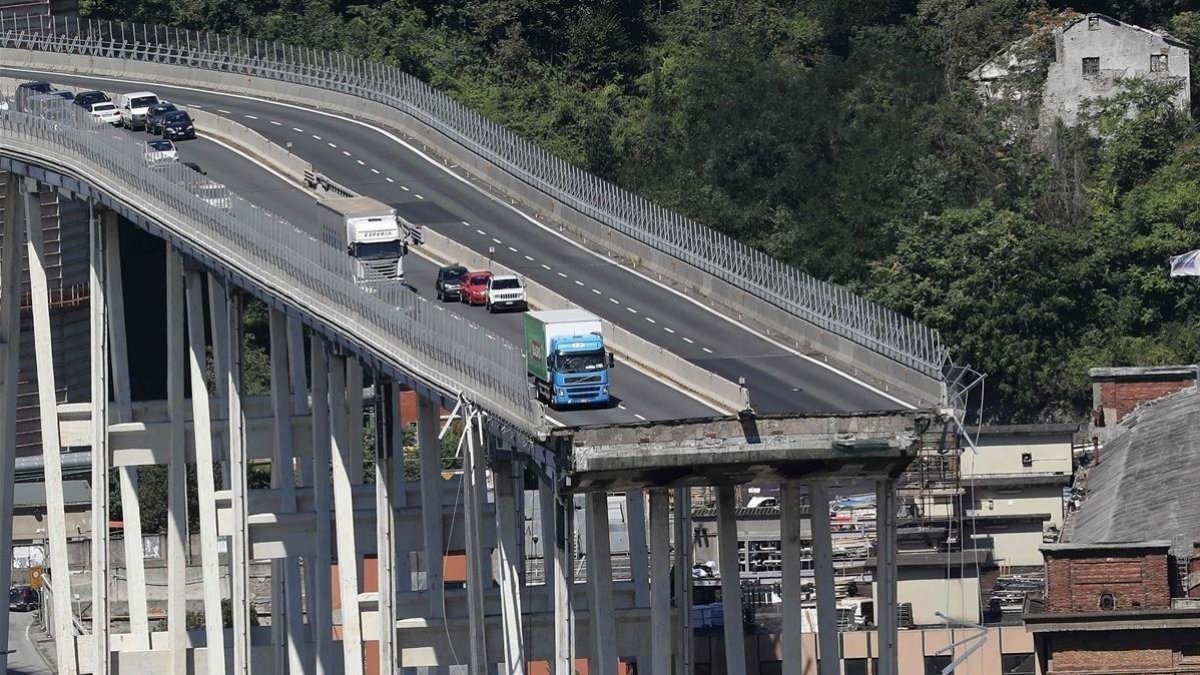 El puente Morandi, tras el accidente, el pasado agosto-