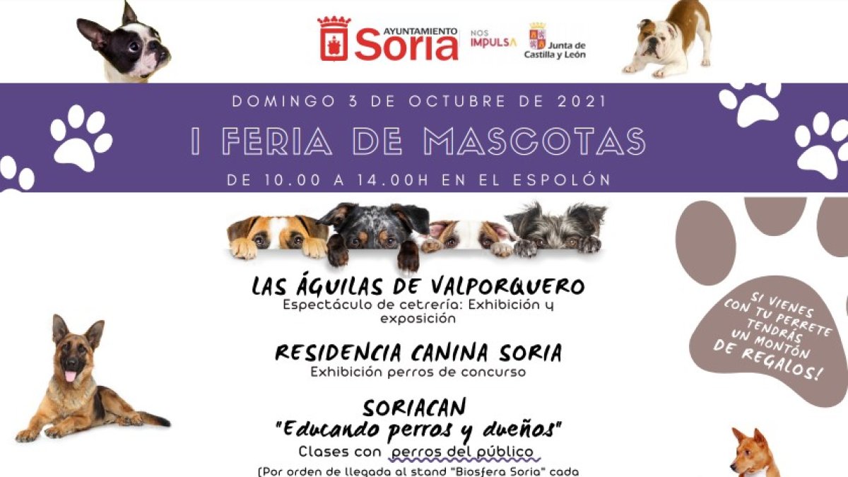 Cartel anunciador de la primera Feria de Mascotas de Soria. HDS