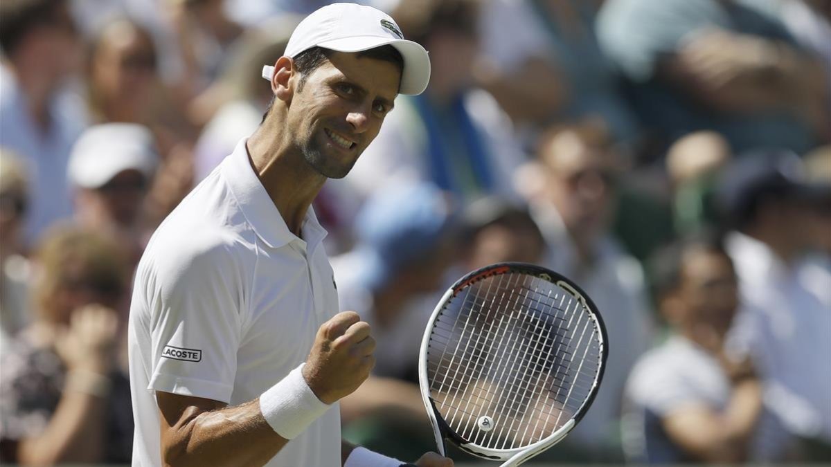 Novak Djokovic celebra un punto, en la final de Wimbledon ante Anderson. /-AP