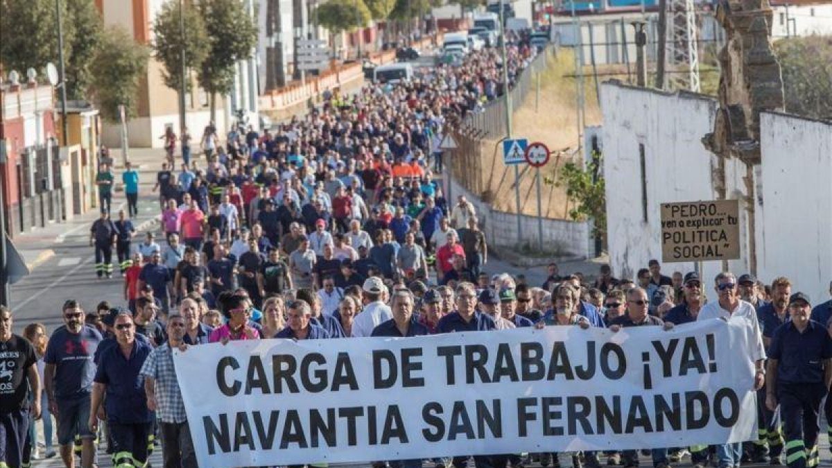 Protesta de los trabajadores de Navantia.-ROMAN RIOS