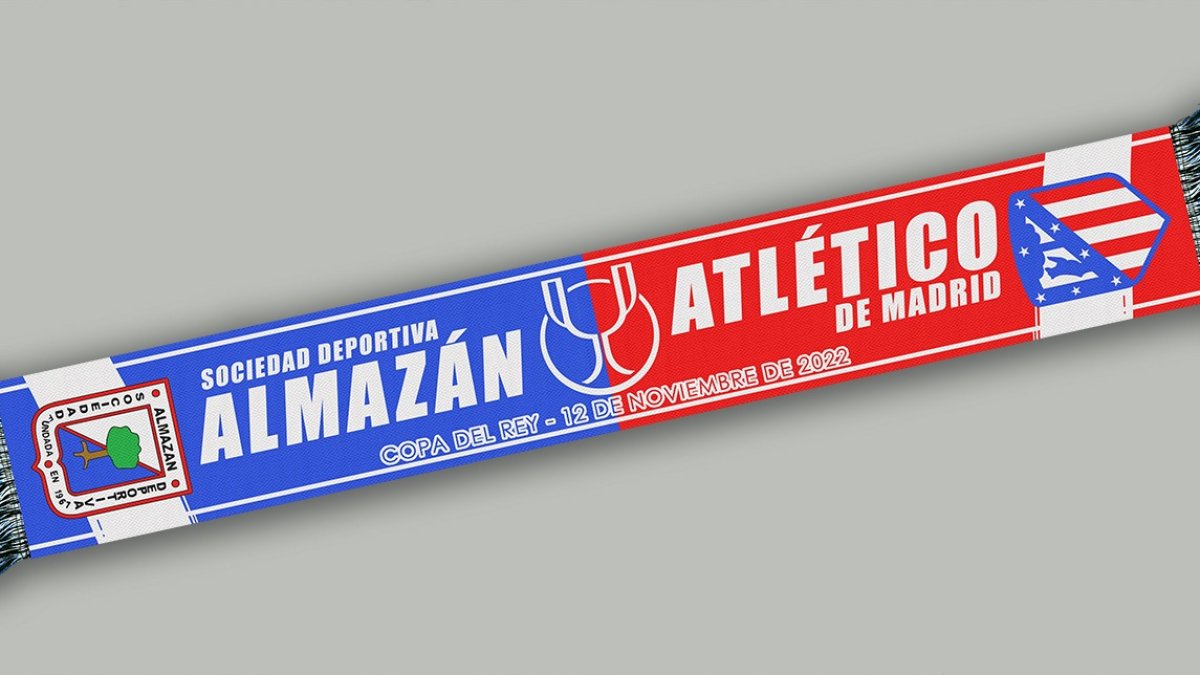 Bufanda conmemorativa del Almazán-Atlético de Madrid. SD ALMAZÁN