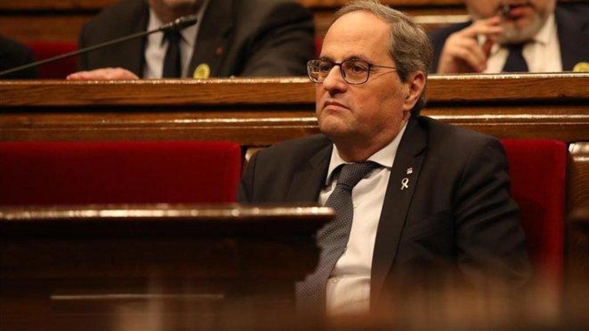 El ’president’ de la Generalitat, Quim Torra, en el hemiciclo del Parlament.-EUROPA PRESS (EUROPA PRESS)