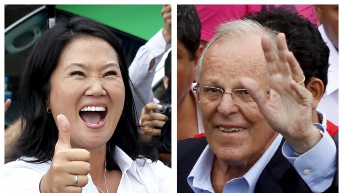 Keiko Fujimori (izquierda) y Pedro Pablo Kuczynski, candidatos a la presidencia de Perú.-REUTERS / MARIANA BAZO