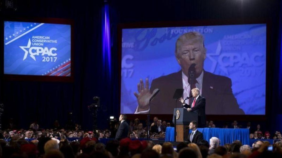 Donald Trump, durante su intervencion en la Conferencia anual de Accion Politica Conservadora  (CPAC), en Washington-EFE / SHAWN THEW