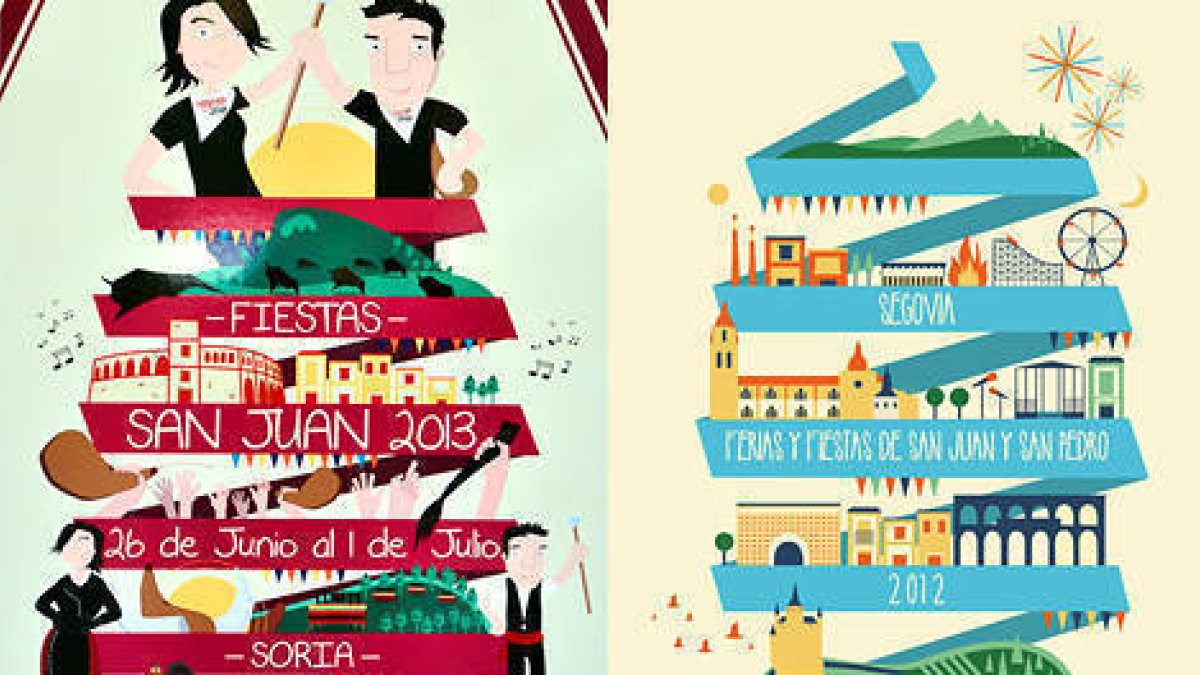 Cartel de San Juan 2013 (i) y cartel presentando en 2012 en Segovia (d). -