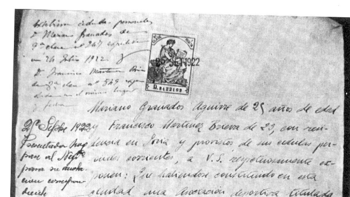 Documento de 1922 para el registro del CD Numancia. HDS
