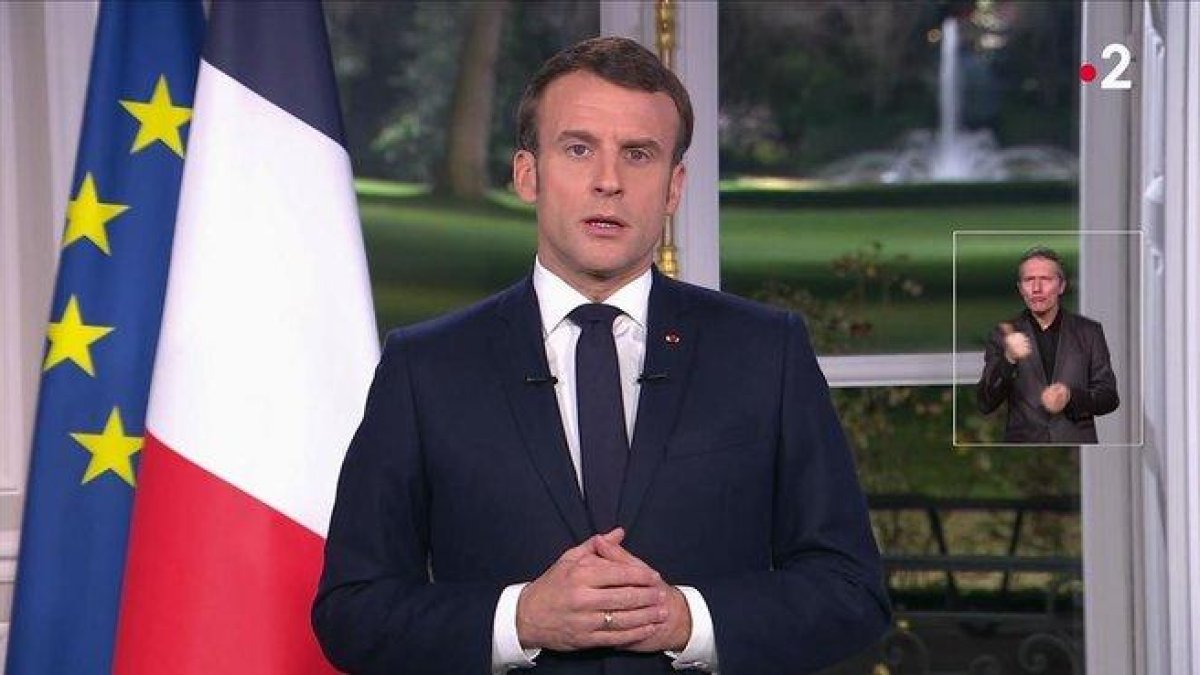 El discurso de Fin de Año de Emmanuel Macron, en la televisión francesa.-AFP