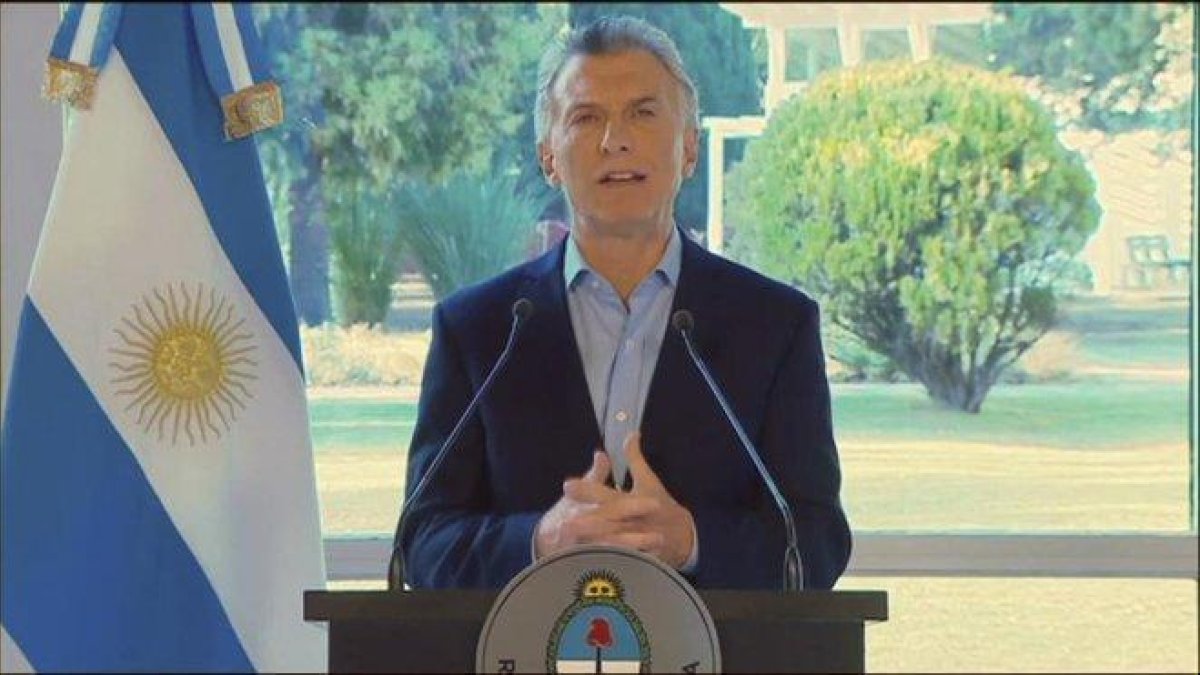 Macri durante su intervención en la televisión argentina.-AFP