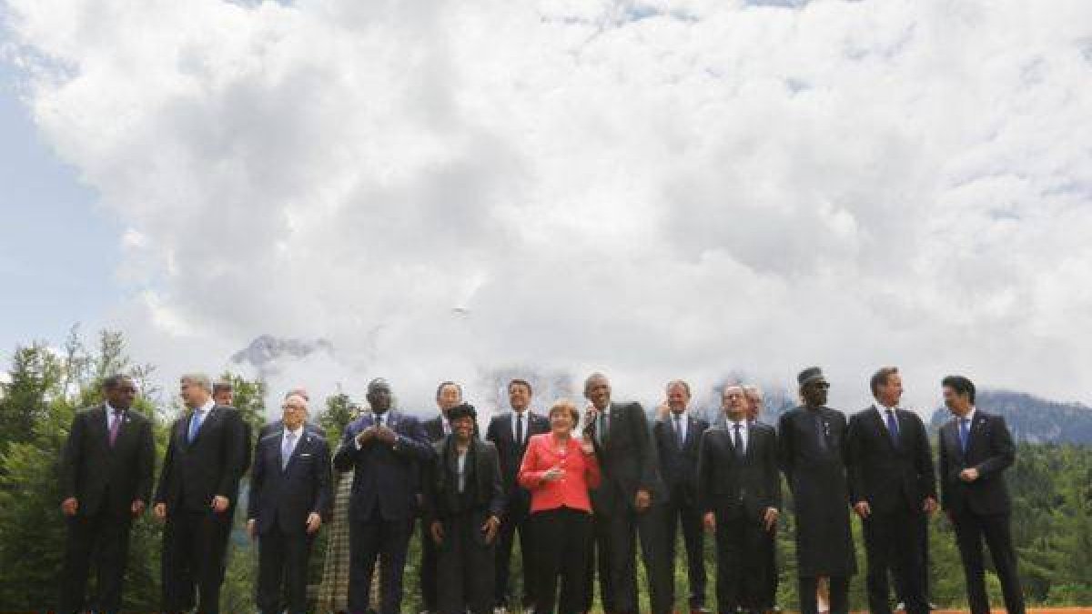 Los líderes de los países más industrializados, juntos en la reunión del G-7 en Elmau, Alemania.-Foto: AP
