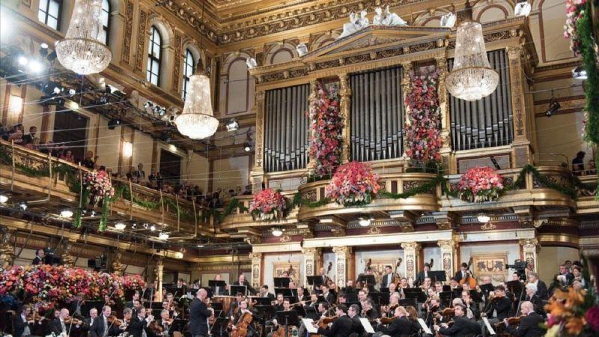 La Filarmónica de Viena, durante el pasado concierto de Año Nuevo.-EL PERIÓDICO