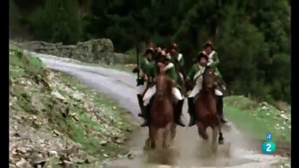 Escenas del episodio 'El tío Pedro' de Curro Jiménez rodadas en el Cañón del Río Lobos. Imágenes de RTVE.