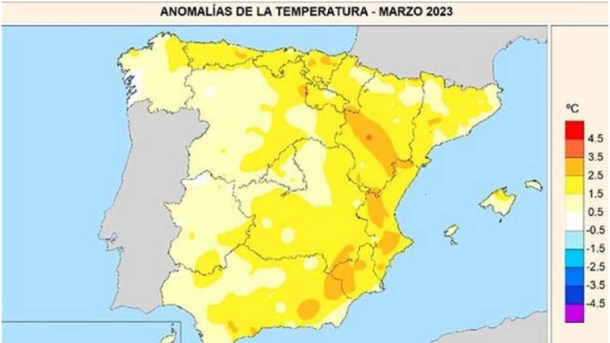 Anomalías de la temperatura de marzo de 2023