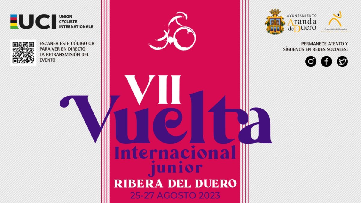 Cartel de la Vuelta Ribera 2023 con salida desde el Yacimiento de Tiermes.