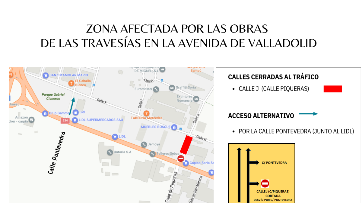 Nueva ordenación del tráfico en Soria por las obras de las travesías.