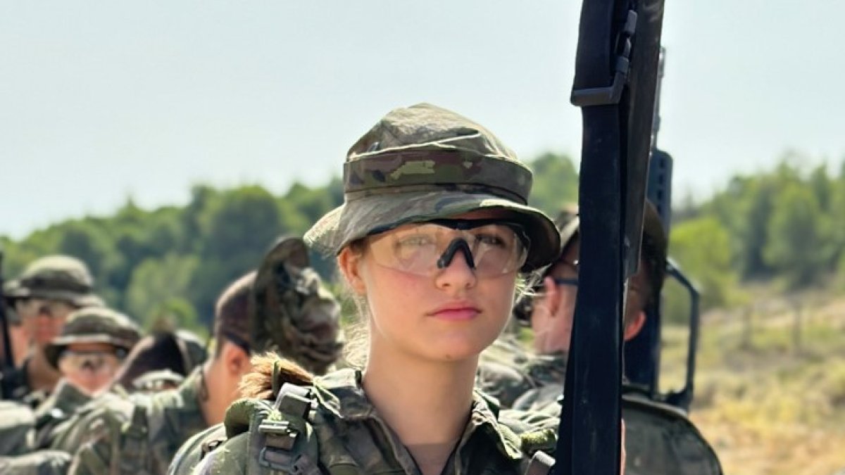 La Princesa Leonor durante unas prácticas militares.