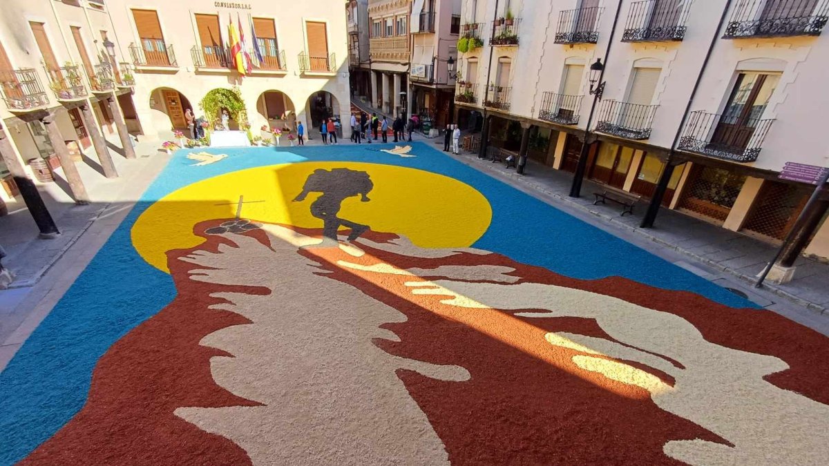 Alfombra del Corpus Christi en la plaza Mayor.