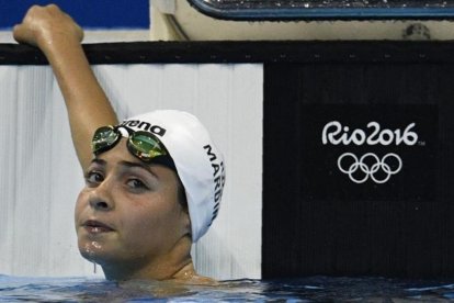 Yusra Mardini, tras participar en su serie de 100 metros mariposa.-MARTIN BUREAU