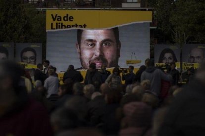 Acto de ERC en la campaña de las elecciones generales, el pasado 26 de abril en Barcelona.-EMILIO MORENATTI AP