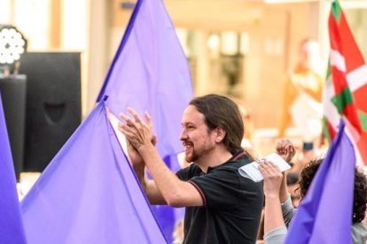 El candidato de Unidas Podemos al Congreso de los Diputados, Pablo Iglesias, en un mitin en Bilbao.-JAVIER ZORRILLA (EFE)