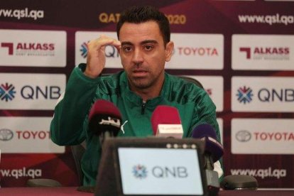 Xavi Hernández en rueda de prensa con el Al-Sadd.-EL PERIÓDICO