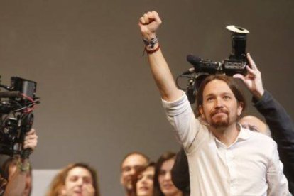 Pablo Iglesias, tras su proclamación como líder de Podemos.-Foto: AGUSTÍN CATALÁN