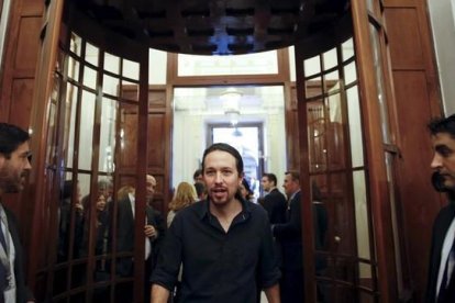 Pablo Iglesias a su llegada al Congreso de los Diputados.-REUTERS