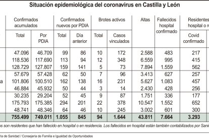 Situación epidemiológica de Castilla y León en coronavirus.-ICAL