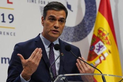 Pedro Sánchez, este lunes en la Cumbre del Clima.-DAVID CASTRO