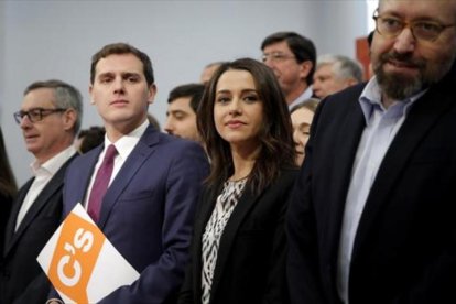 Villegas, Rivera, Arrimadas y Girauta, durante la presentación de la nueva ejecutiva.-JOSÉ LUIS ROCA