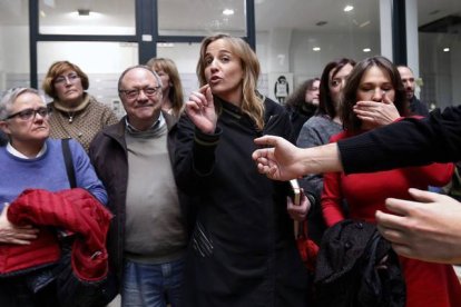 Tania Sánchez llega a la rueda de prensa para explicar su salida de IU en Madrid, este jueves.-Foto:   JUAN MANUEL PRATS