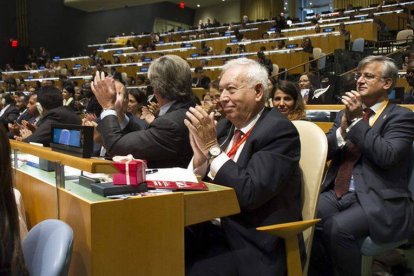 Margallo, durante la Asamblea General de la ONU, este jueves.-Foto: EFE / JAVIER HERNÁNDEZ