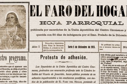 Cabecera de la primera edición de EL FARO DE HOGAR, el 'tatarabuelo' de HERALDO-DIARIO DE SORIA. HDS