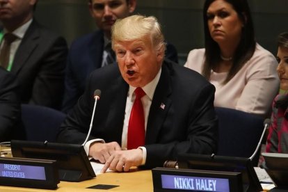 Trump, en las Naciones Unidas, la víspera de su intervención ante la Asamblea General del ente.-SPENCER PLATT (AFP)