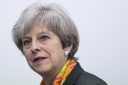 La primera ministra del Reino Unido, Theresa May, en Brentford.-Jack Taylor