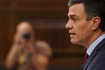 Pedro Sánchez, en el Congreso.-JOSÉ LUIS ROCA