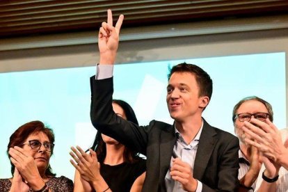 Íñigo Errejón, junto a otros miembros de la candidatura, en la presentación de Más País, el miércoles en Madrid.-AFP