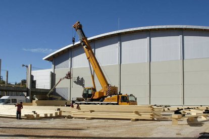 Obras en el polideportivo de San Andrés, obra del Ayuntamiento de Soria. / A. M.-