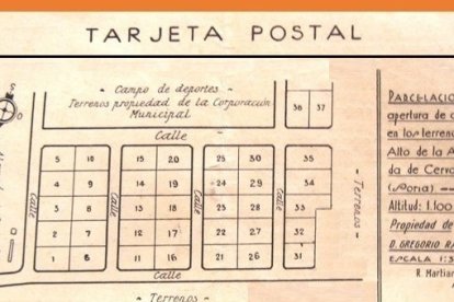 Tarjeta promocional de los terrenos de la futura “Ciudad Jardín” diseñada, y tal vez escrita, por el arquitecto municipal Ramón Martiarena. [AMS. Fotografía del autor]